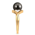 Bypass Tahitian Pearl Engagement Ring with Diamond Trio AAA - Rosec Jewels
