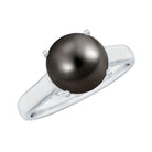 7.75 CT Classic Tahitian Pearl Solitaire Ring with Surprise Diamond AAA - Rosec Jewels