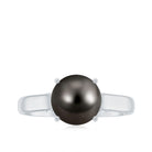 7.75 CT Classic Tahitian Pearl Solitaire Ring with Surprise Diamond AAA - Rosec Jewels
