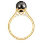 7.75 CT Classic Tahitian Pearl Solitaire Ring with Surprise Diamond AAA - Rosec Jewels