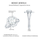 Round Cut Solitaire Zircon Gold Flower Engagement Ring in Split Shank AAAA - Rosec Jewels