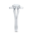 Round Cut Solitaire Zircon Gold Flower Engagement Ring in Split Shank AAAA - Rosec Jewels