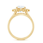 Round Cut Solitaire Zircon Gold Flower Engagement Ring in Split Shank AAAA - Rosec Jewels