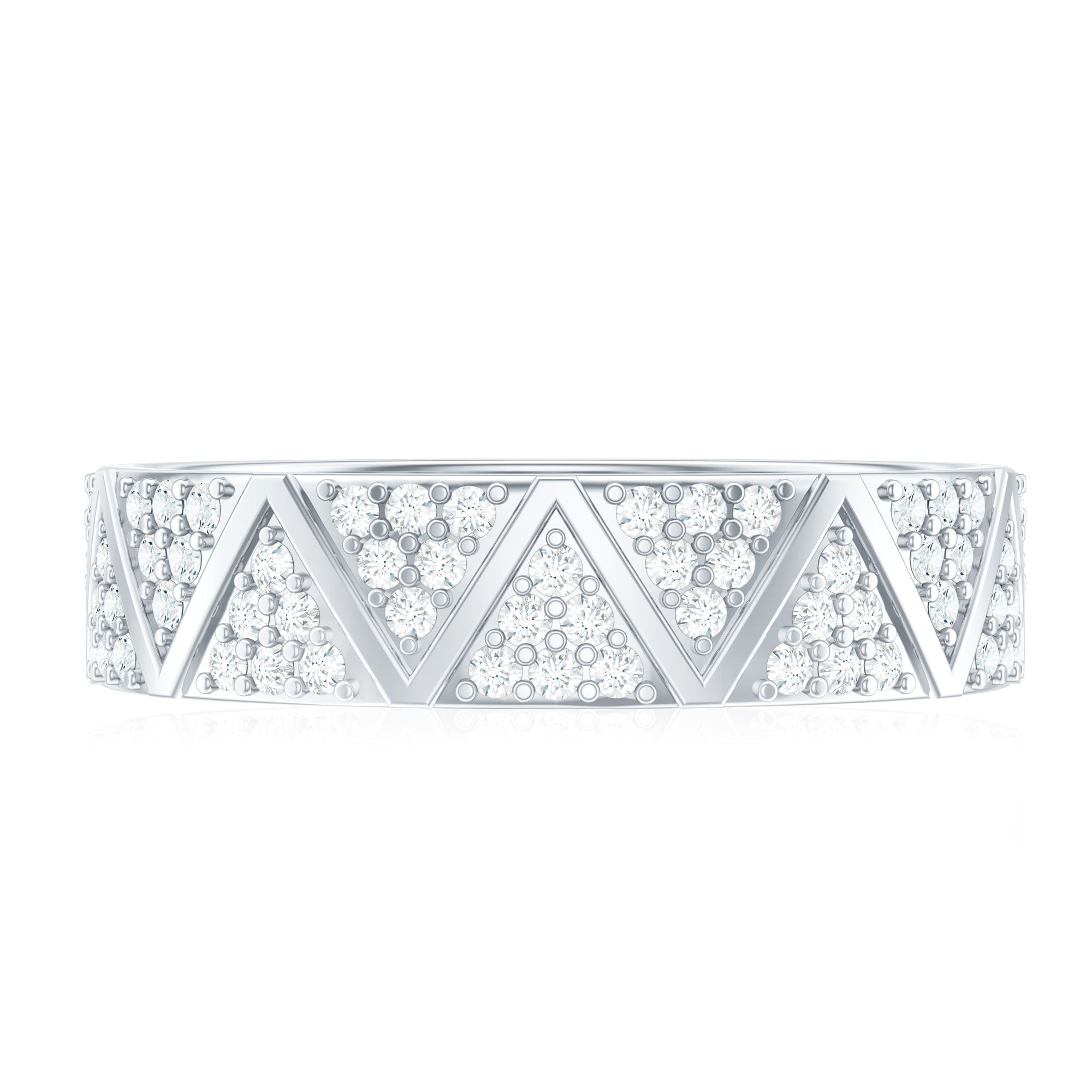 Natural Diamond Wide Wedding Band for Women Natural - ( HI-SI ) - Rosec Jewels