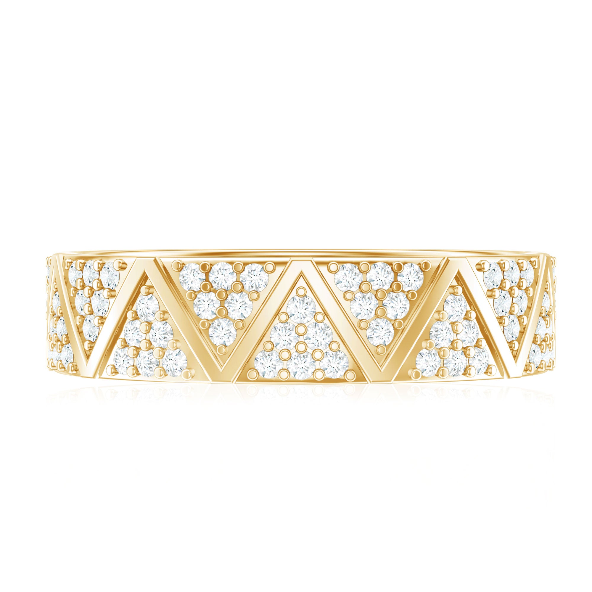 Natural Diamond Wide Wedding Band for Women Natural - ( HI-SI ) - Rosec Jewels