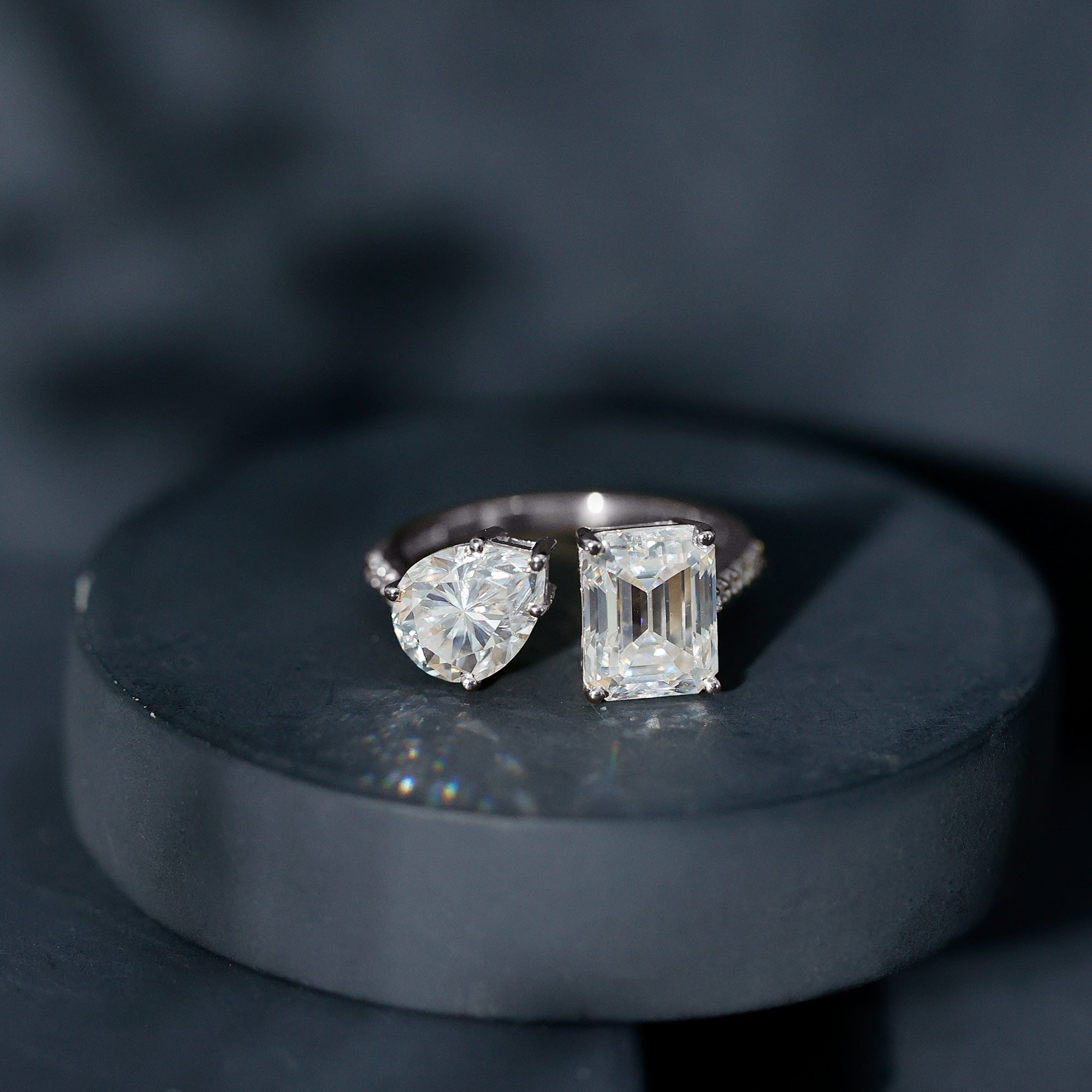 Rosec Jewels-Toi Et Moi Moissanite Engagement Ring for Women