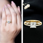 Moissanite Square Cut Engagement Ring With Certificate D-VS1 - Rosec Jewels