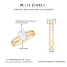 Rosec Jewels-6X8 mm Emerald Cut Moissanite Solitaire Engagement Double Band Ring