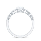 6mm Cushion Cut Moissanite Solitaire Double Band Engagement Ring D-VS1 - Rosec Jewels