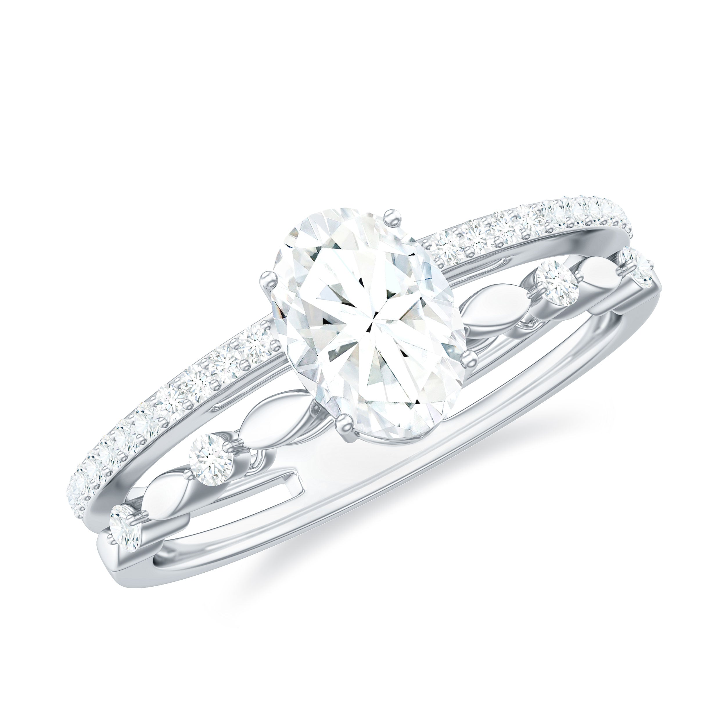 Rosec Jewels-Oval Cut Moissanite Engagement Ring For Women