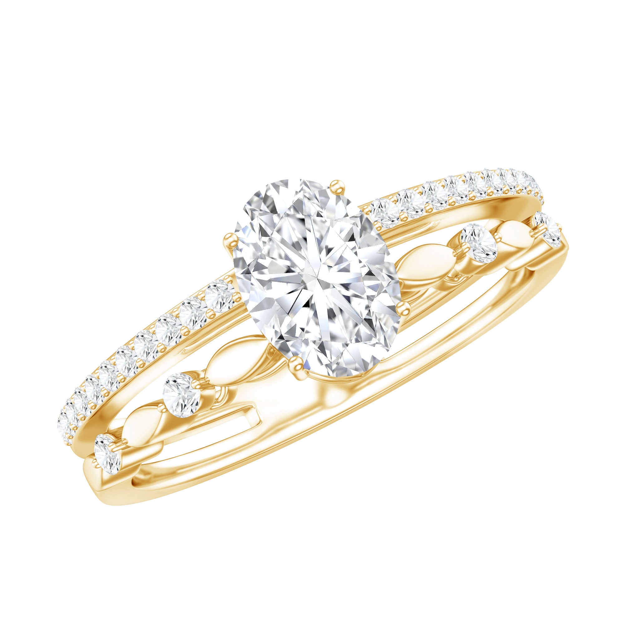 Oval Cut Moissanite Engagement Ring For Women D-VS1 - Rosec Jewels