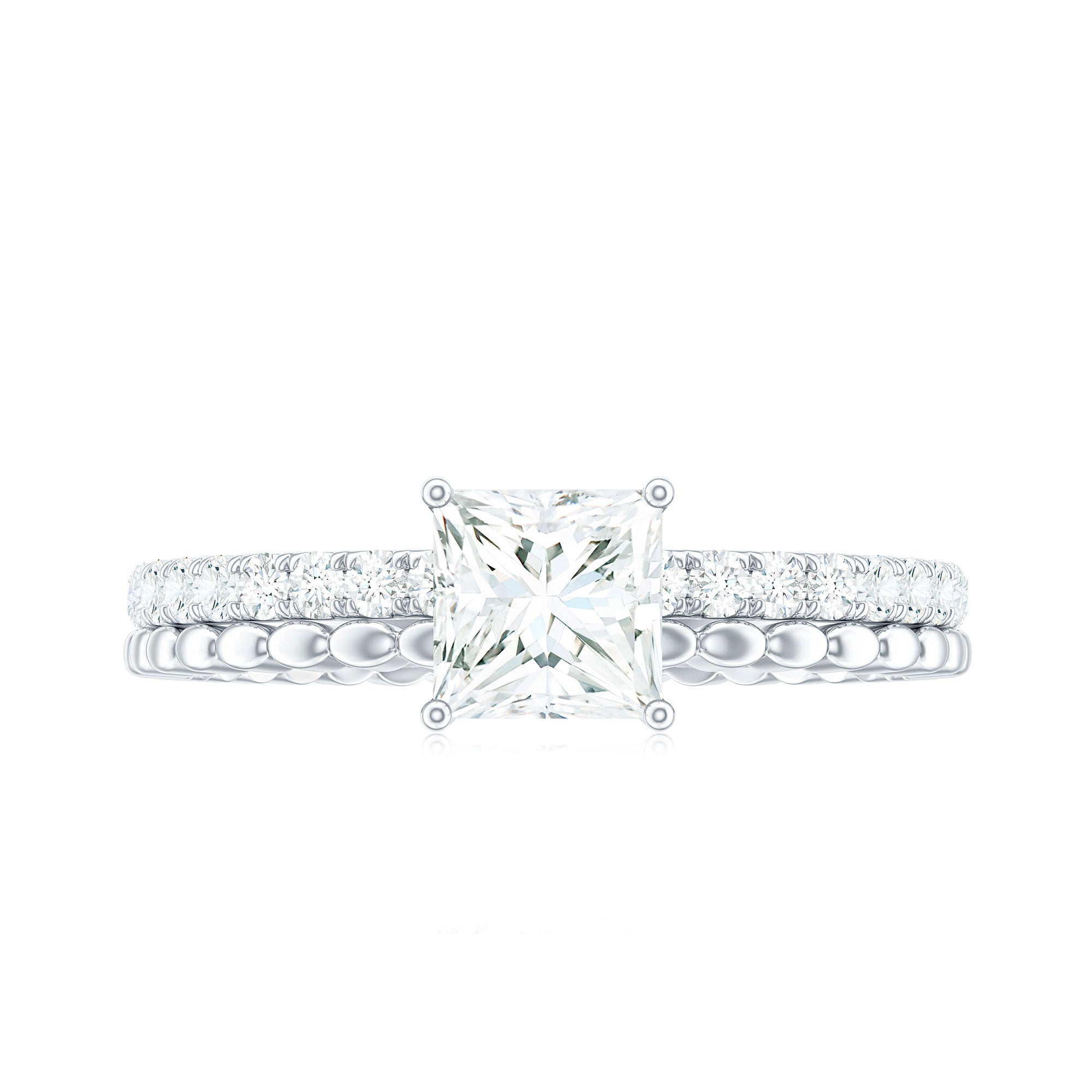 Certified Moissanite Square Cut Engagement Ring For Women D-VS1 - Rosec Jewels