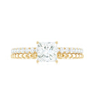 Certified Moissanite Square Cut Engagement Ring For Women D-VS1 - Rosec Jewels