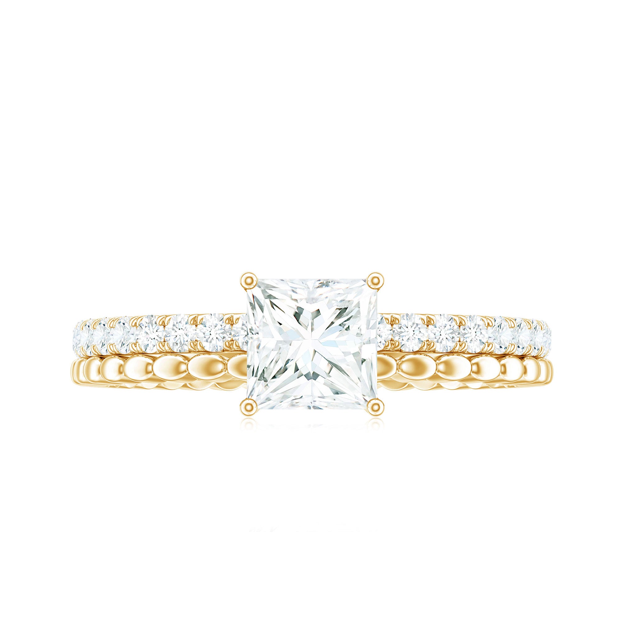 Certified Moissanite Square Cut Engagement Ring For Women D-VS1 - Rosec Jewels
