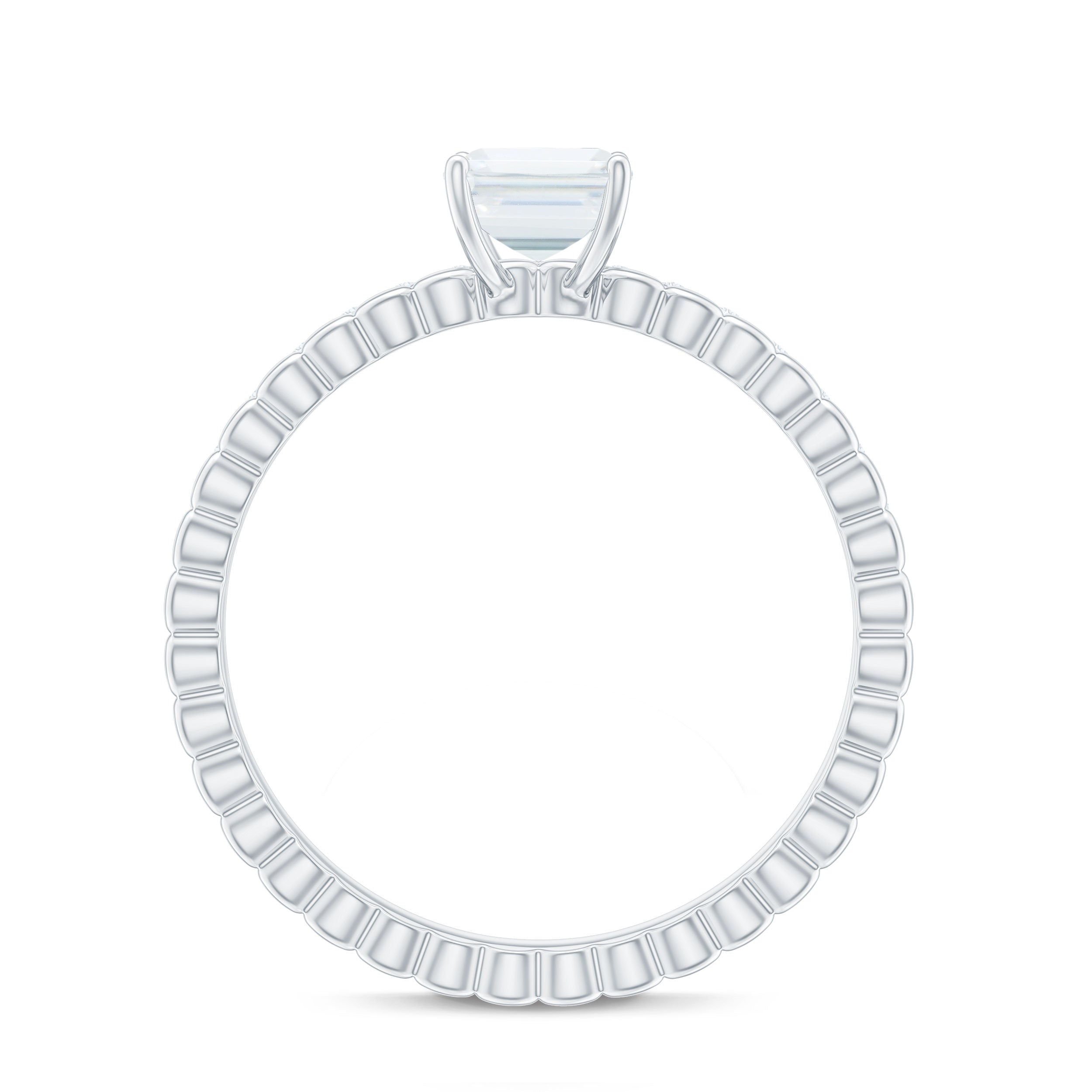 Certified 6X8mm Emerald Cut Moissanite Solitaire Engagement Ring D-VS1 - Rosec Jewels
