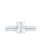 Certified 6X8mm Emerald Cut Moissanite Solitaire Engagement Ring D-VS1 - Rosec Jewels