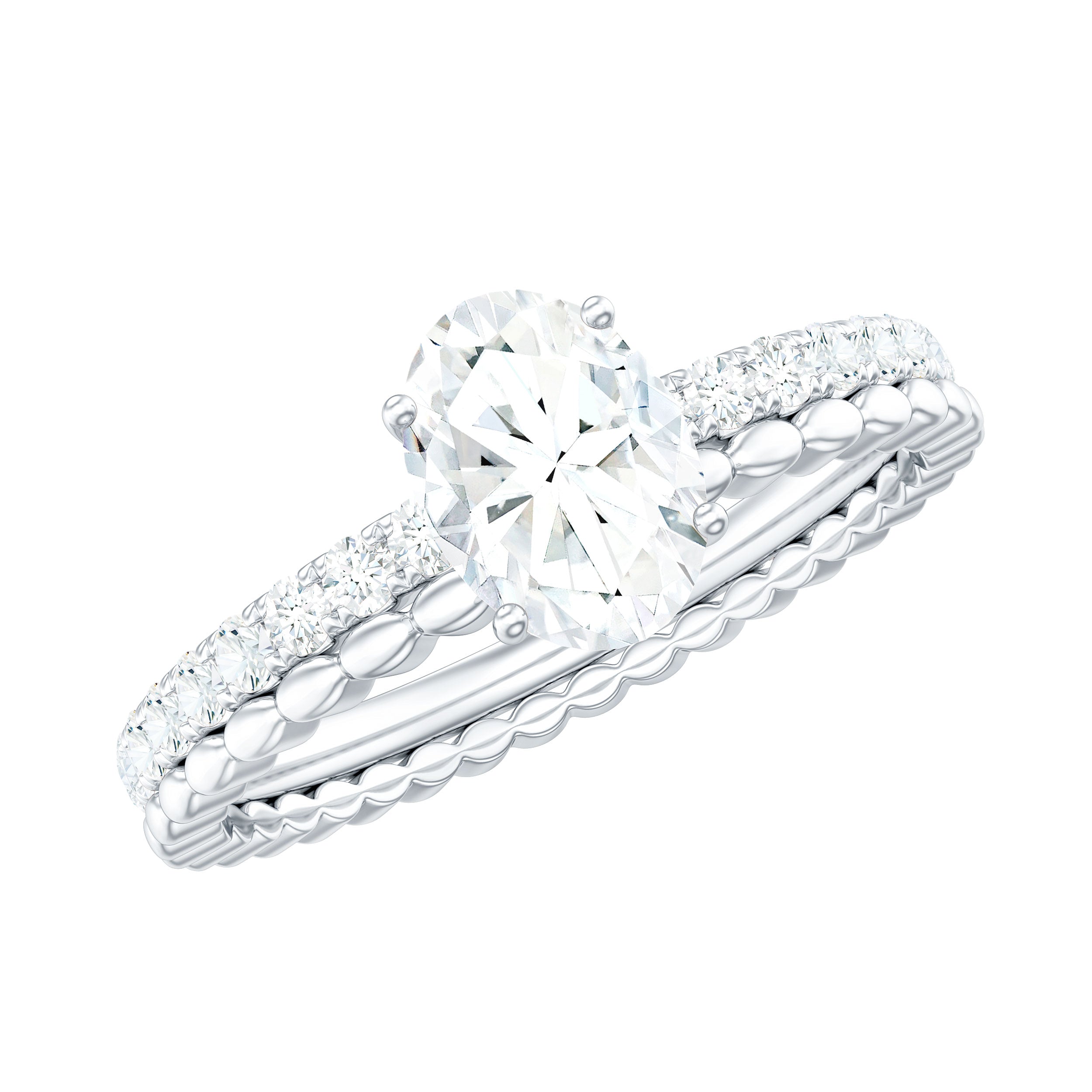 5x7mm Solitaire Moissanite Oblong Engagement Ring