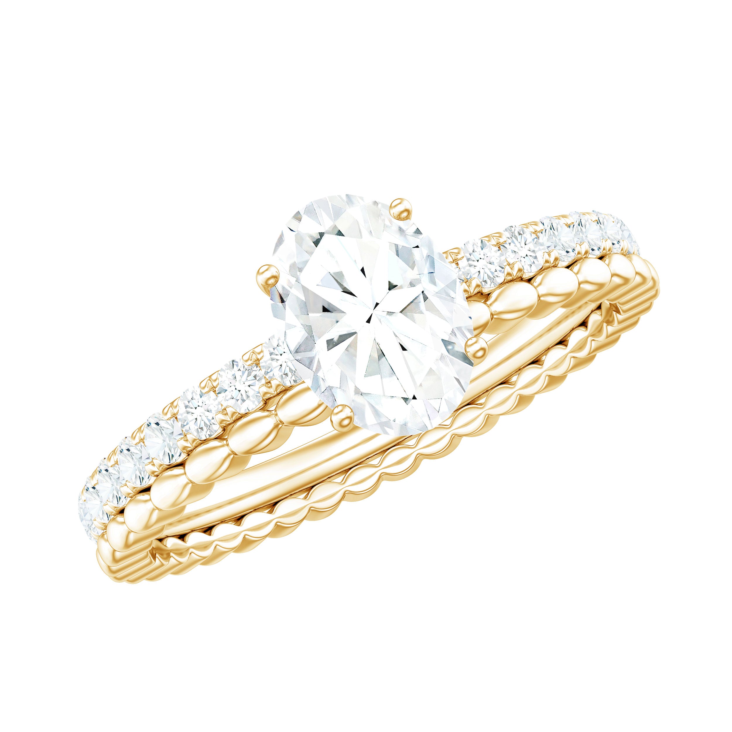 5x7mm Solitaire Moissanite Oblong Engagement Ring D-VS1 - Rosec Jewels