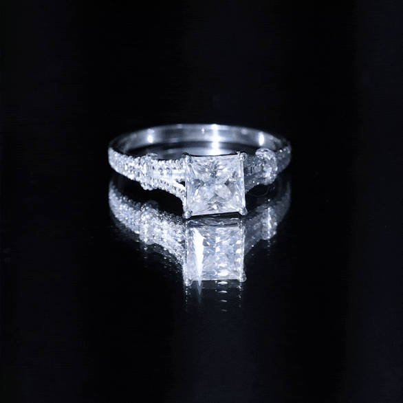 3 Carat Princess Cut Moissanite Solitaire Engagement Ring in Split Shank D-VS1 - Rosec Jewels