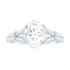 Rosec Jewels-7X9 mm Oval Cut Moissanite Statement Engagement Ring with Split Shank