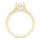 Rosec Jewels-7X9 mm Oval Cut Moissanite Statement Engagement Ring with Split Shank