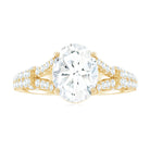Rosec Jewels-7X9 mm Oval Cut Moissanite Statement Engagement Ring with Split Shank