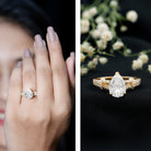 Rosec Jewels-Pear Shaped Moissanite Solitaire Engagement Ring in Split Shank