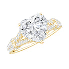 Heart Shape Moissanite Solitaire Engagement Ring in Split Shank D-VS1 - Rosec Jewels