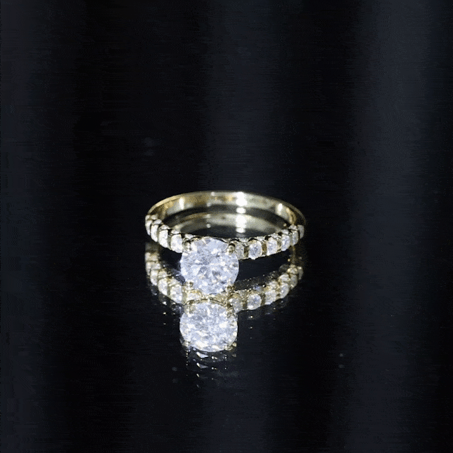 Rosec Jewels-Round Cut Moissanite Solitaire Engagement Ring with Side Stones
