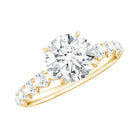 Rosec Jewels-Round Cut Moissanite Solitaire Engagement Ring with Side Stones