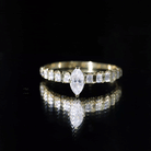 Marquise Moissanite Solitaire Engagement Ring with Side Stones D-VS1 - Rosec Jewels