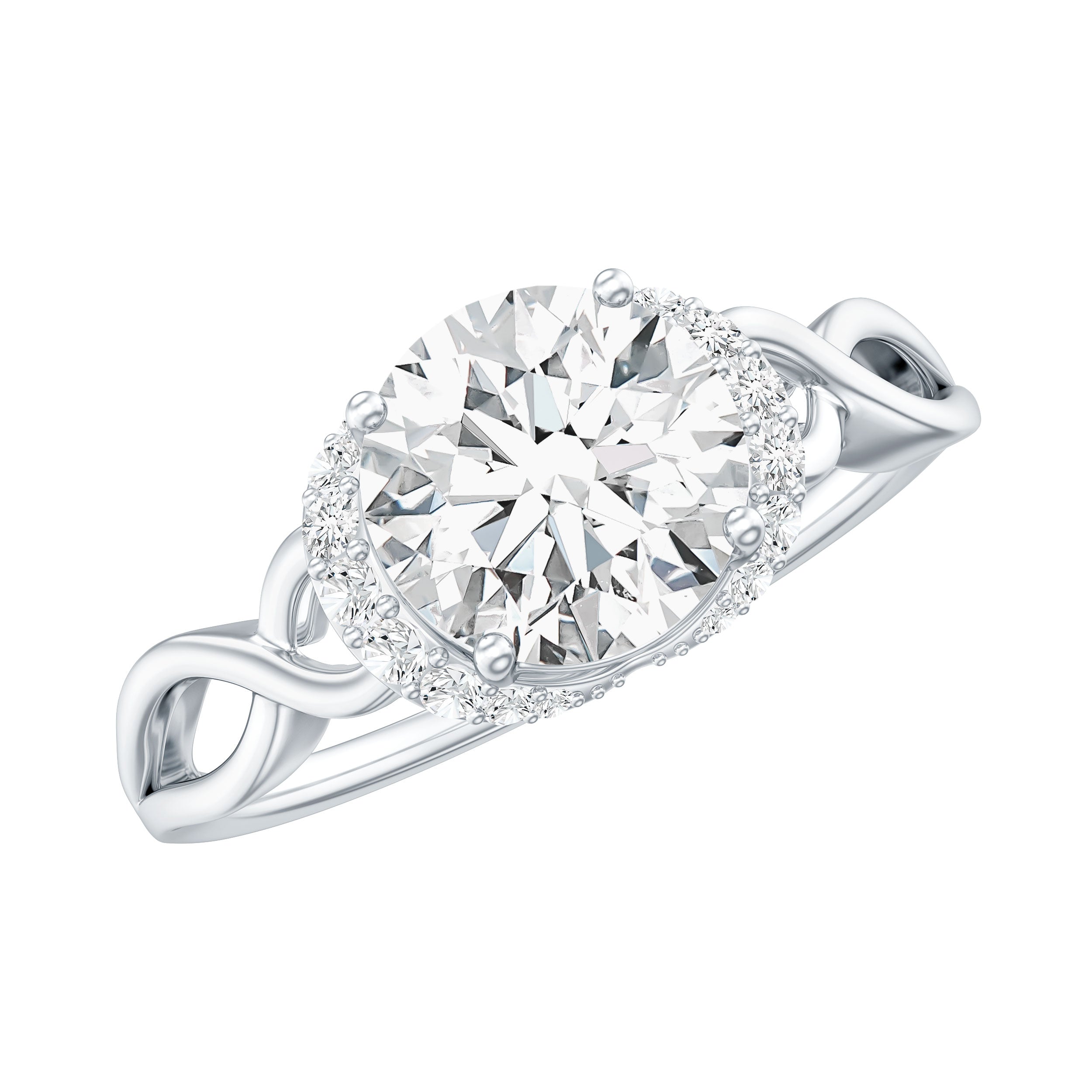 Round Cut Moissanite Infinity Engagement Ring