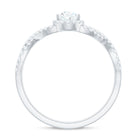 Pear Shaped Moissanite Crossover Engagement Ring with Halo D-VS1 - Rosec Jewels