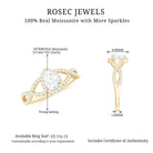 Pear Shaped Moissanite Crossover Engagement Ring with Halo D-VS1 - Rosec Jewels