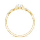 Pear Shaped Moissanite Crossover Engagement Ring with Halo D-VS1 - Rosec Jewels
