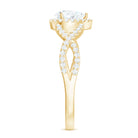 Pear Shaped Moissanite Crossover Engagement Ring with Halo D-VS1 - Rosec Jewels