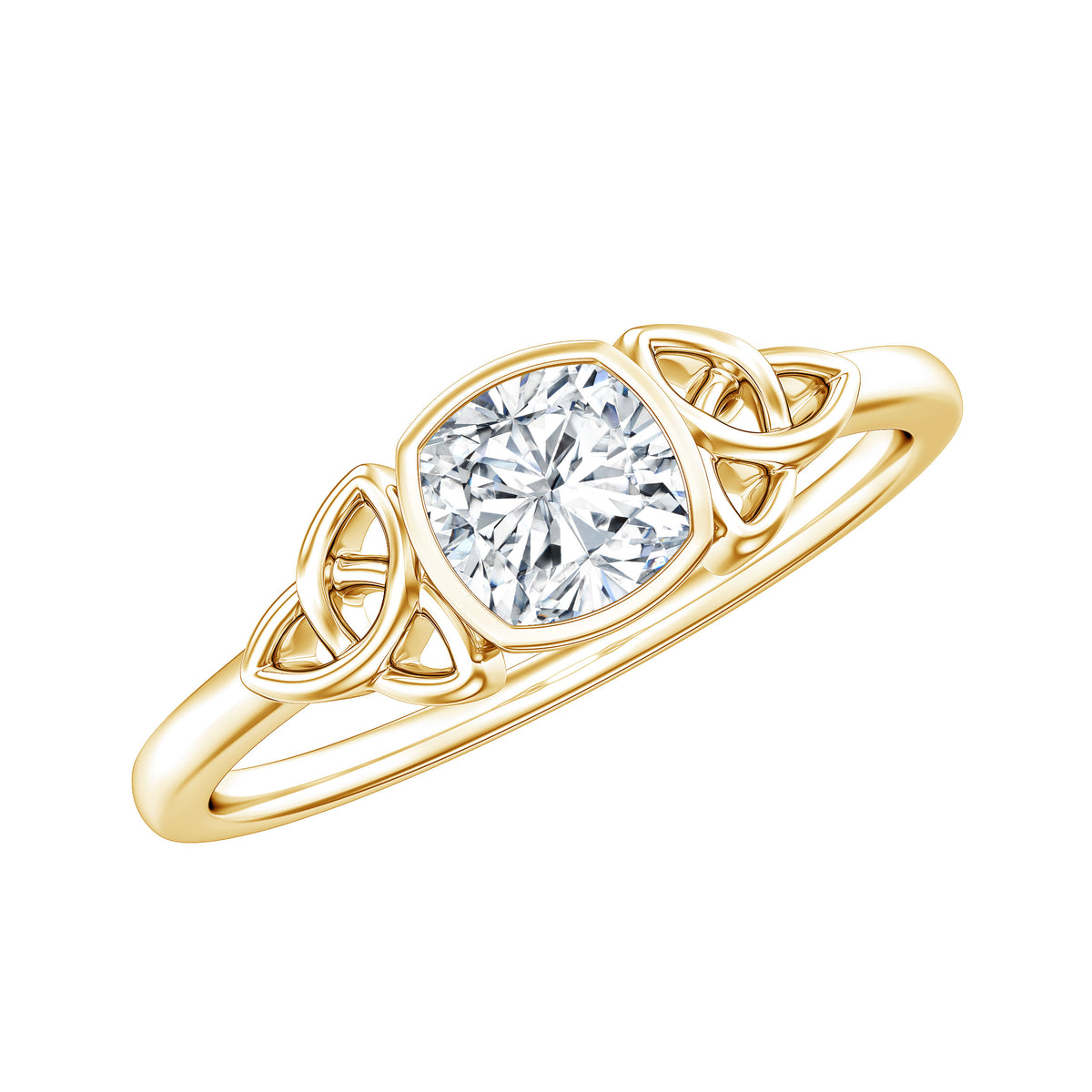 Brilliant Cut Moissanite Celtic Knot Engagement Ring in Bezel Setting D-VS1 - Rosec Jewels
