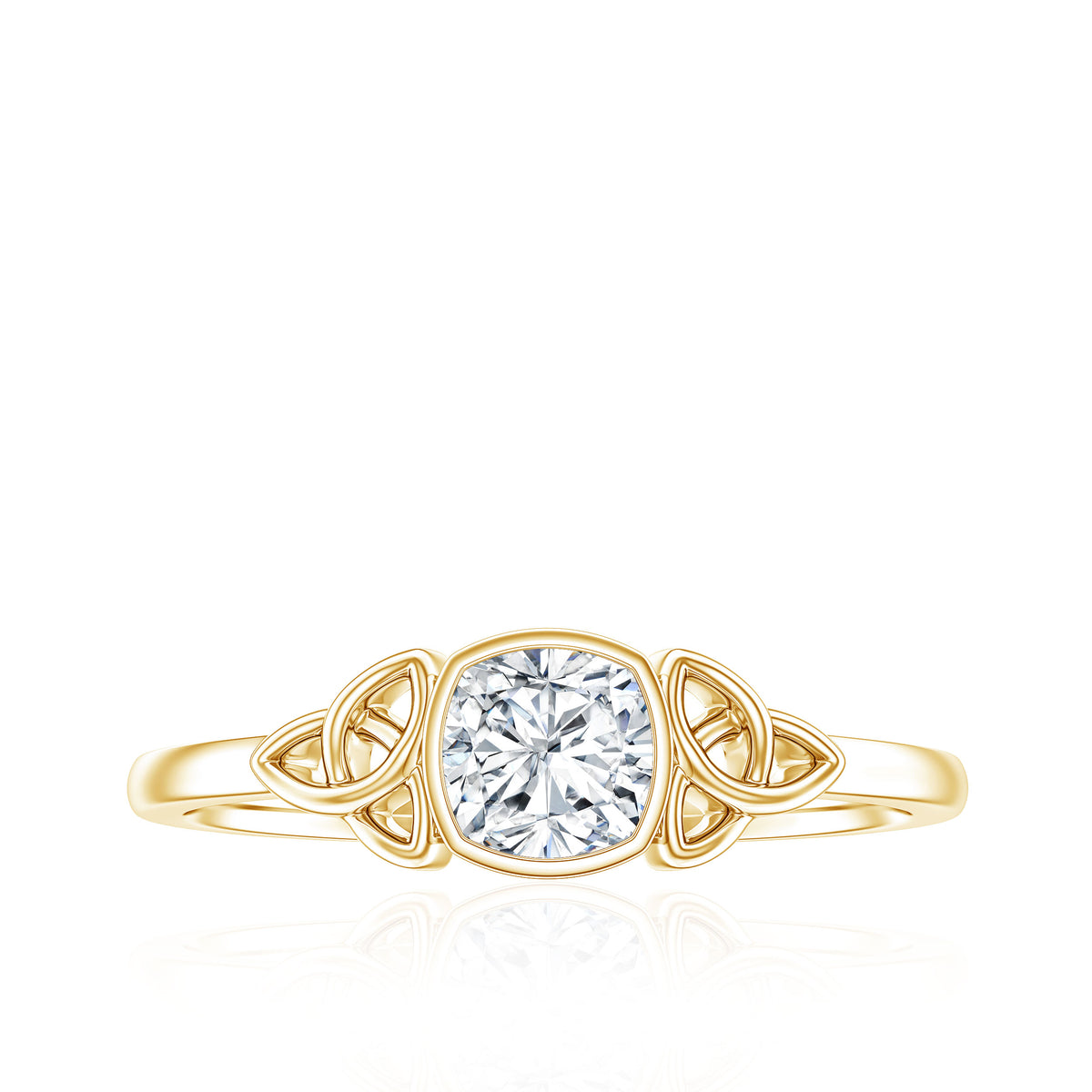 Brilliant Cut Moissanite Celtic Knot Engagement Ring in Bezel Setting D-VS1 - Rosec Jewels