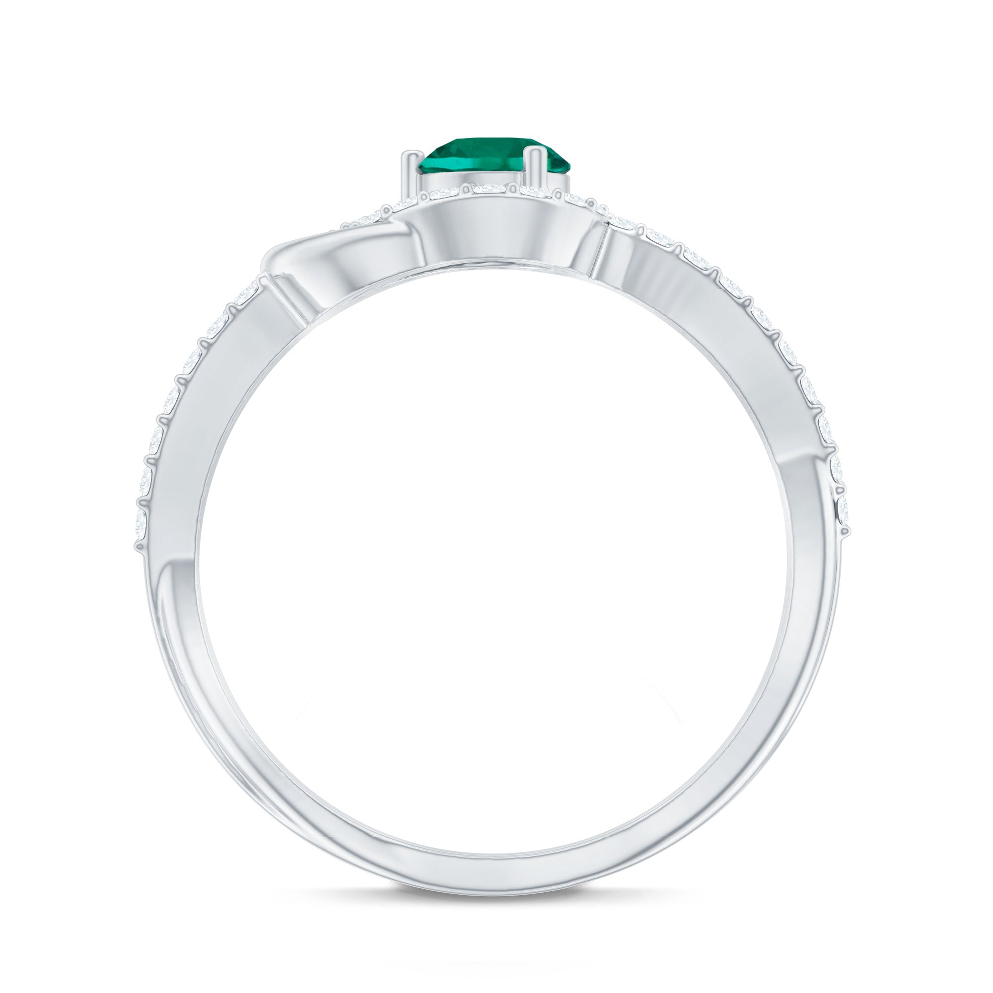 Rosec Jewels-Lab Created Emerald Infinity Promise Ring With Diamond