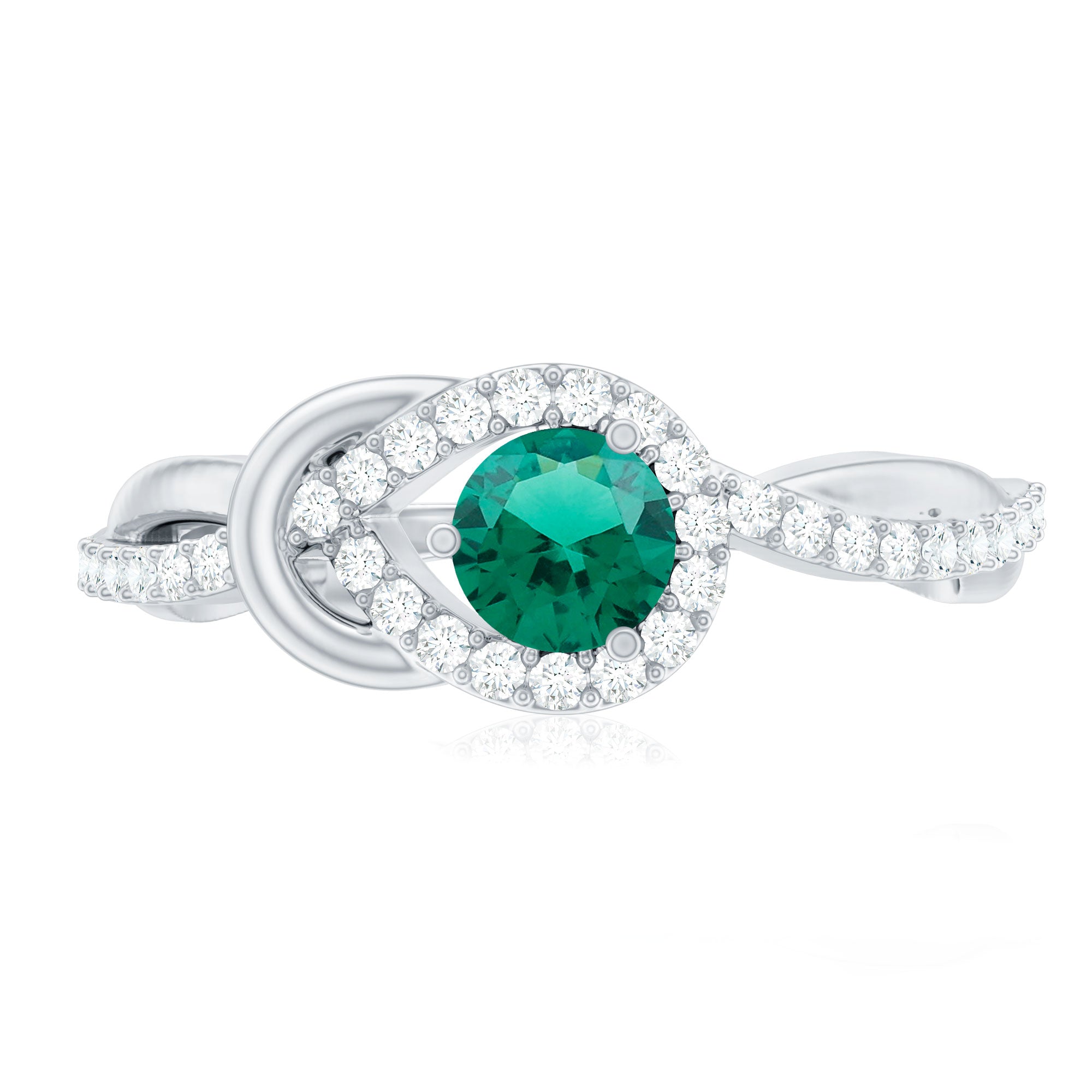 Rosec Jewels-Lab Created Emerald Infinity Promise Ring With Diamond