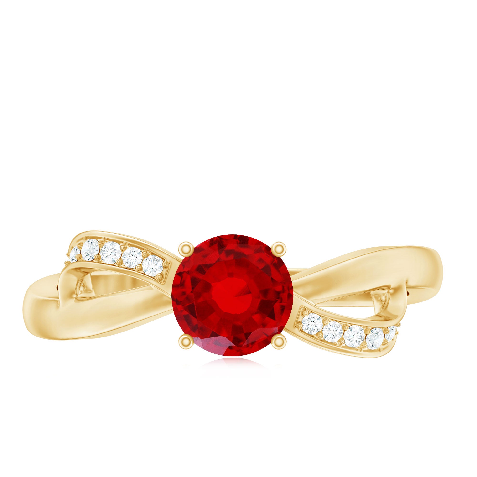 Certified Lab Grown Ruby Proposal Ring With Diamond AAAA - Rosec Jewels