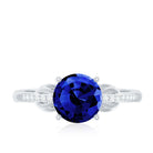 Certified 2.7 Carat Lab Grown Blue Sapphire Diamond Engagement Ring for Women AAAA - Rosec Jewels