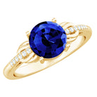 Certified 2.7 Carat Lab Grown Blue Sapphire Diamond Engagement Ring for Women AAAA - Rosec Jewels