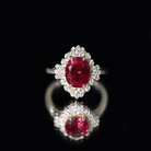 Vintage Inspired Lab Grown Ruby and Diamond Engagement Ring AAAA - Rosec Jewels
