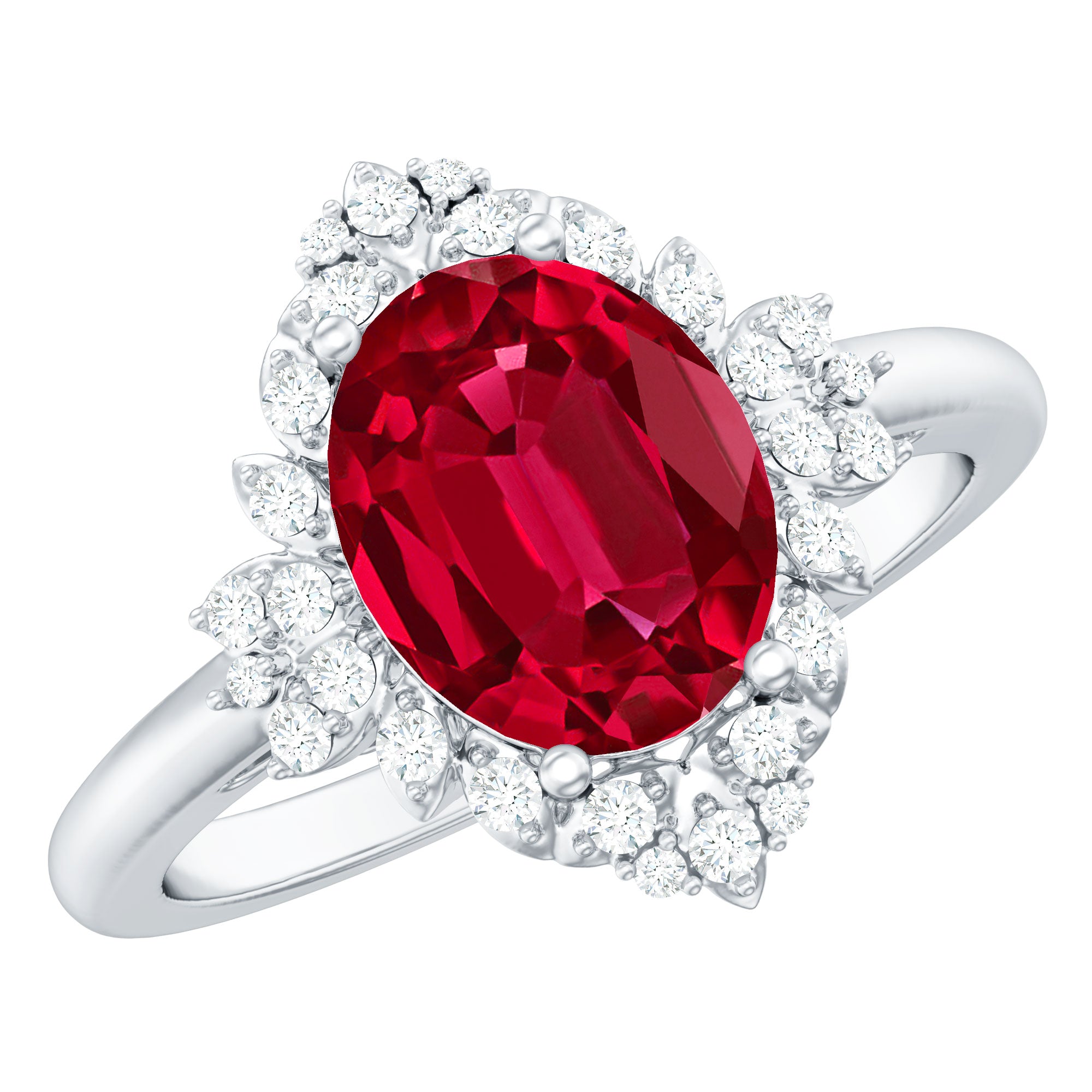 Vintage Inspired Lab Grown Ruby and Diamond Engagement Ring AAAA - Rosec Jewels