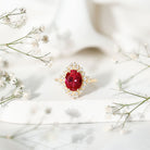 Vintage Inspired Lab Grown Ruby and Diamond Engagement Ring AAAA - Rosec Jewels