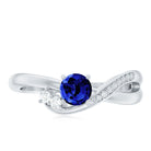 Certified 0.6 Carat Lab Grown Blue Sapphire Diamond Promise Ring for Women AAAA - Rosec Jewels