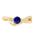 Certified 0.6 Carat Lab Grown Blue Sapphire Diamond Promise Ring for Women AAAA - Rosec Jewels