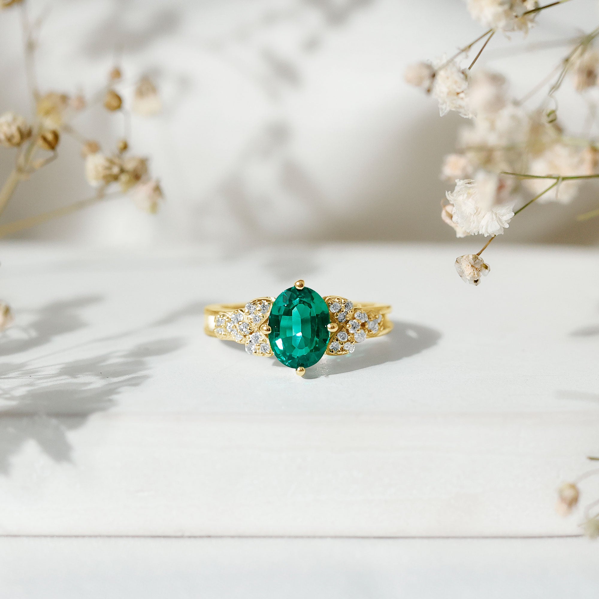 Rosec Jewels-Designer Lab Grown Emerald Engagement Ring