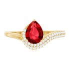 Rosec Jewels-Pear Shaped Lab Created Ruby and Diamond Designer Engagement Ring